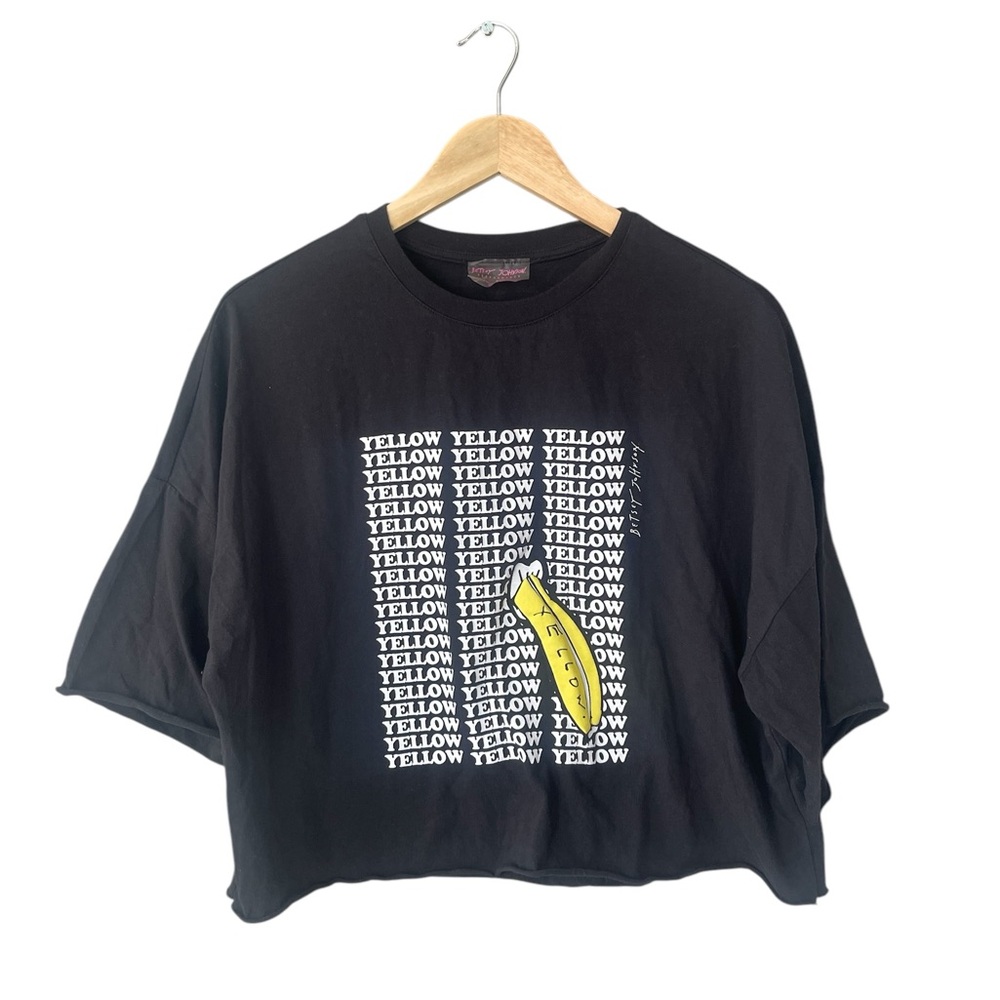 Betsey Johnson Yellow Banana Cropped T-Shirt